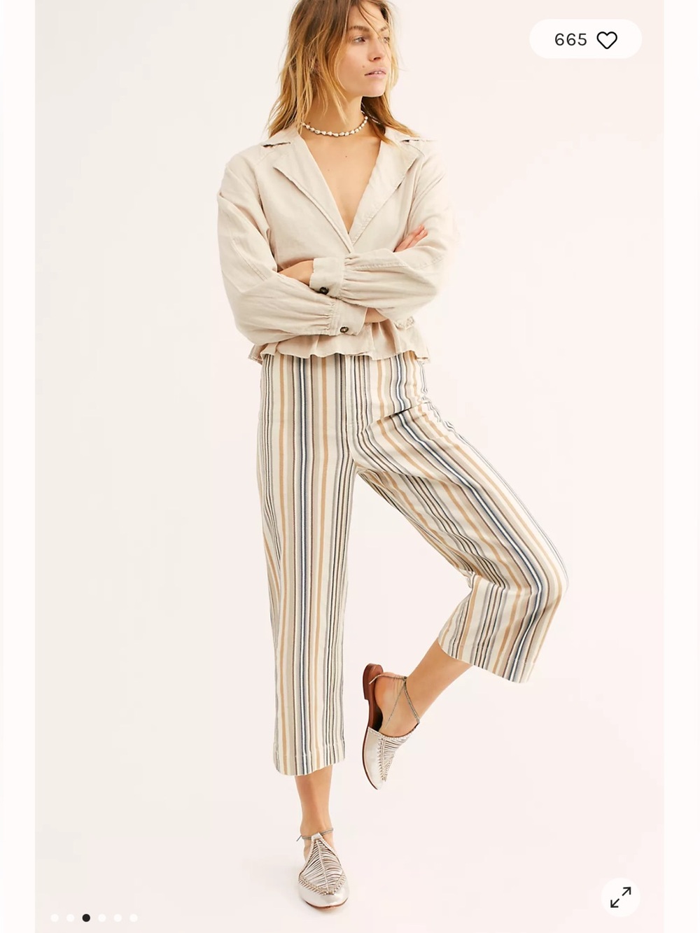 Free People We The Free Patti Pant in Textured Neutral Stripes